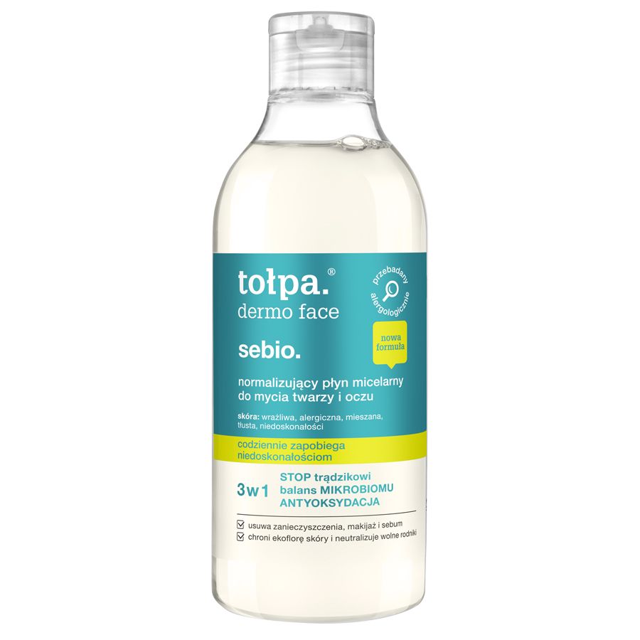 tołpa. sebio. normalizujący płyn micelarny do mycia twarzy i oczu, 400 ml