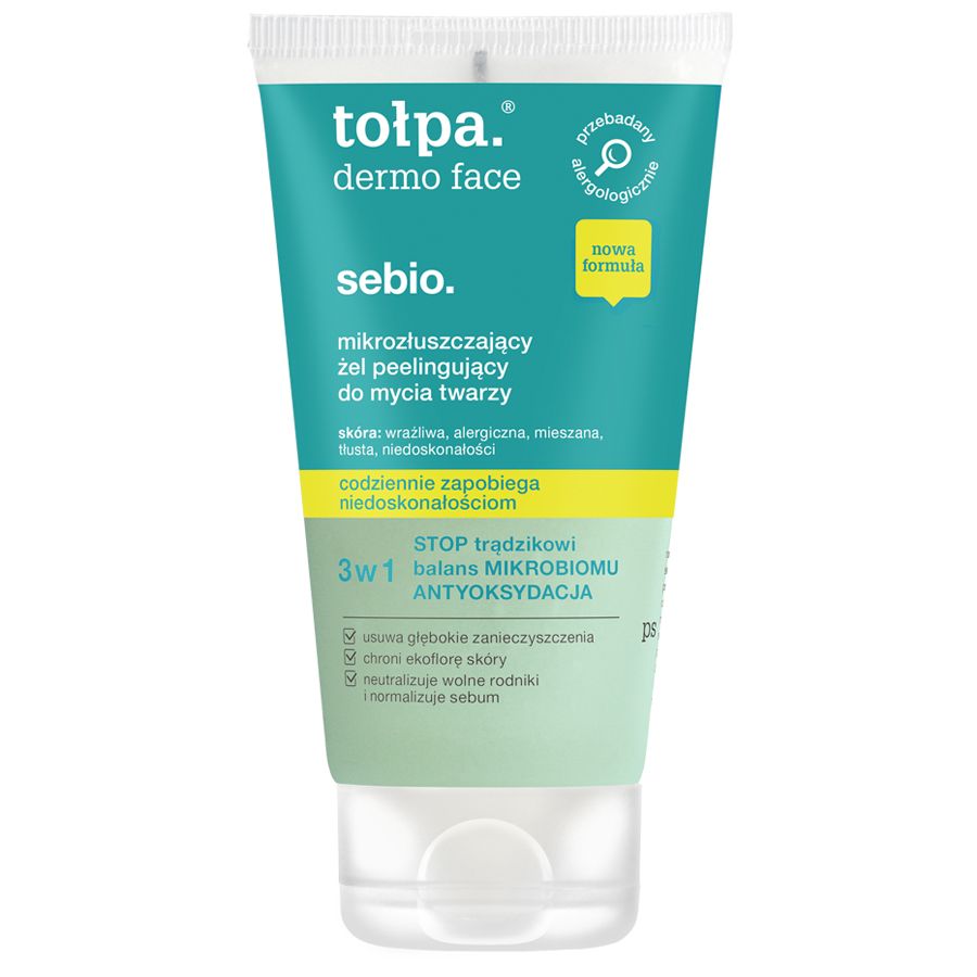 tołpa. sebio. mikrozłuszczający żel peelingujący do mycia twarzy, 150 ml