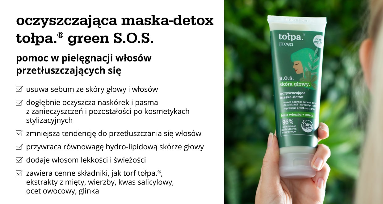 Oczyszczająca maska-detox tołpa.® green S.O.S. - infografika