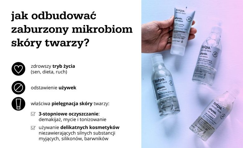 infografika: jak odbudować zaburzony mikrobiom skóry twarzy