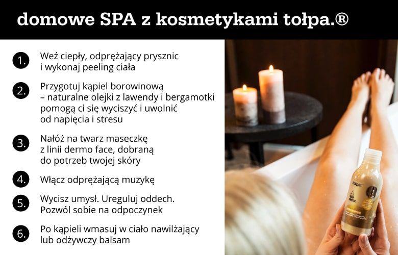 Domowe SPA z kosmetykami tołpa.® krok po kroku - infografika