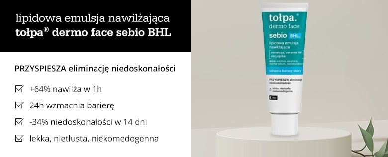 lipidowa emulsja nawilżająca tołpa® dermo face sebio BHL - infografika