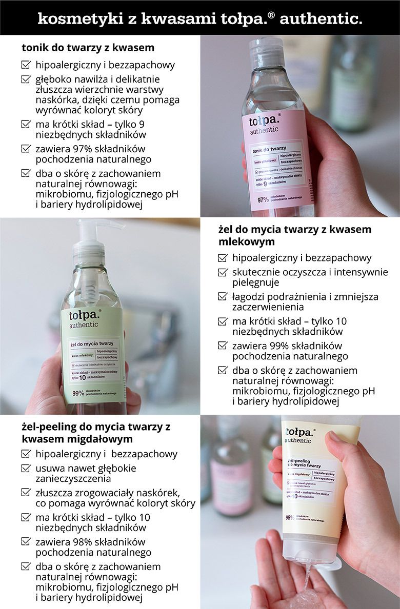 Kosmetyki z kwasami tołpa.® authentic. - infografika