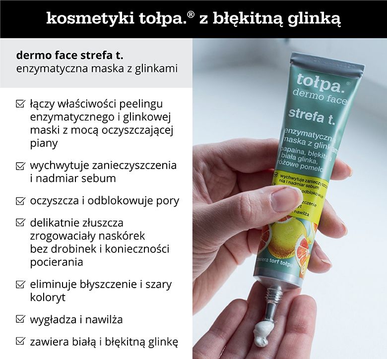 Kosmetyki tołpa.® z błękitną glinką - infografika