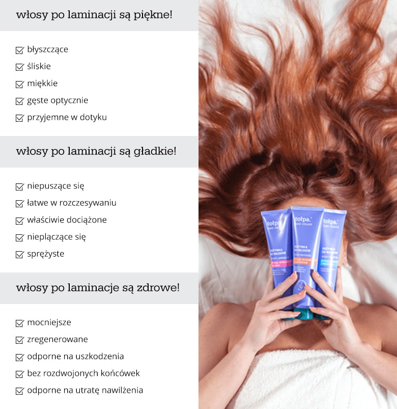 Jak wyglądają włosy po laminacji - infografika