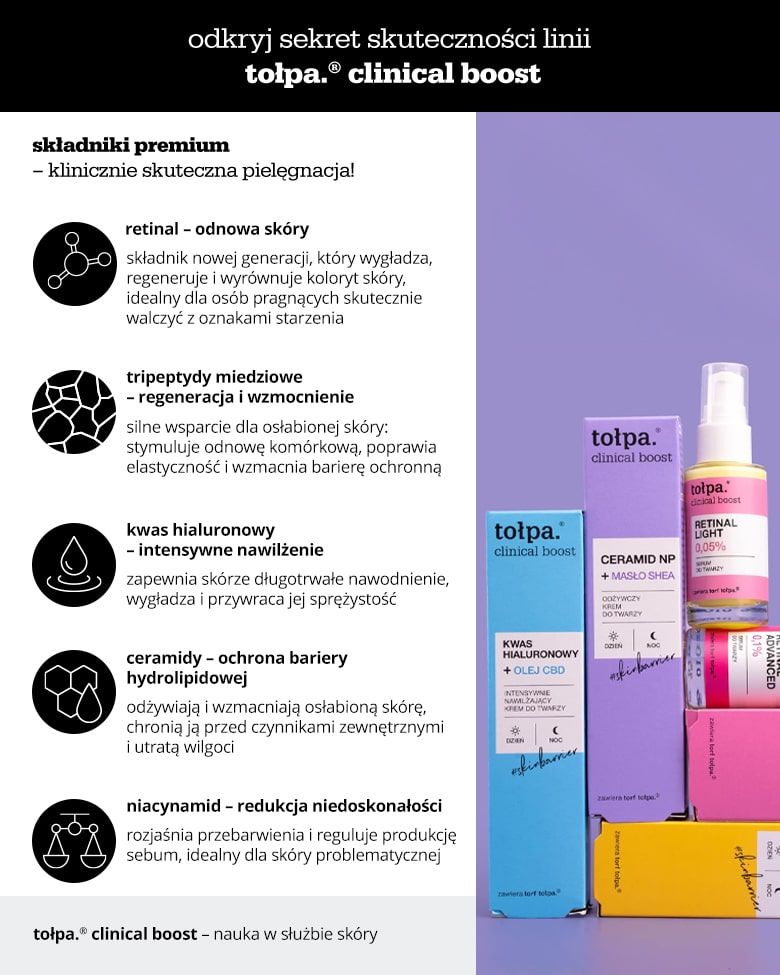 Odkryj sekret skuteczności linii tołpa.® clinical boost - infografika
